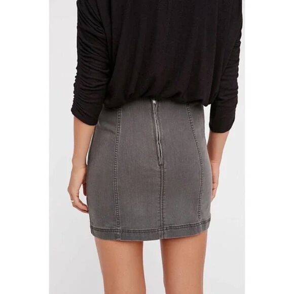 Free People Grey Jean Denim Mini Skirt - Picture 3 of 12